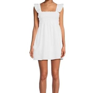 FRENCH CONNECTION Womens White Ruffled Smocked Mini Dress